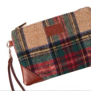 NEW Plaid Clutch with Faux Leather Accents - Plunder